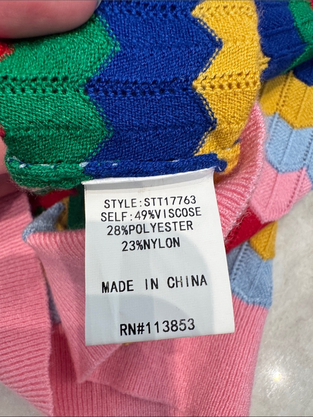 Avara Multicolor Striped Scoop-Neck Sweater — Pink Trim - Picture 4 of 5